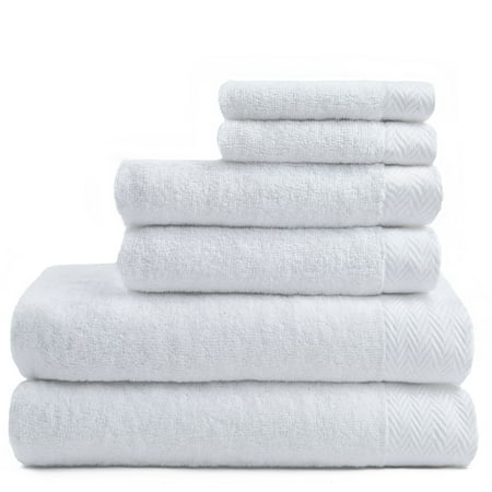 Carolina Texture 6 Piece Bath Towel Set in White - Walmart.com