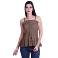 thumbnail image 1 of Moomaya Casual Shoulder Strap Flared Hem Cotton Slub Printed Women Summer Top, 1 of 5