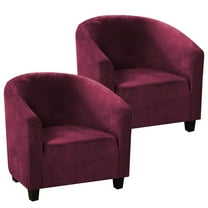 2 Piece Club Chair Slipcover, Stretch Velvet Chair Armchair Slipcover Sofa Cover Slipcover Furniture Protector Soft Couch Covers with Elastic Bottom for Kids Red