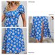 thumbnail image 5 of Vestido floral de mujer con hombros descubiertos, cuello cuadrado, manga corta, dobladillo dividido, vestido casual de verano, 5 of 6