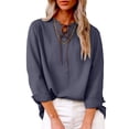 thumbnail image 2 of ZJXFGS Boho Tops for Women Linen Tops for Women Ladies Tops And Blouses Womens Fall Tops Blouses for Women Casual Blue XL, 2 of 6