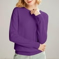 thumbnail image 4 of Holzkary Women's Basic Crewneck Sweater Long Sleeve Pullover Sweater Soft Lightweight Knit Tops 2025 Spring Autumn Winter New Solid Color Knitted Sweater Undercover Style Long Sleeve Purple M, 4 of 8