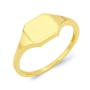 10k Solid Gold Large Squared Signet Ring, Perfect for Engraving Monogram Size 6