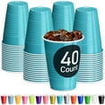 thumbnail image 2 of DecorRack 40 Count Turquoise Disposable Plastic Cups, 12 fl oz Party Drinking Cups, Recyclable & Durable, Turquoise (Pack of 40), 2 of 7
