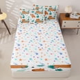 thumbnail image 4 of Erosebridal Cute Tropical Monstera Zipper Queen Comforter Set with Fitted Sheet and 2 Pillowcases,Cute Capybara Palm Leaf Zipper Bedding Set For Girls,Colorful Stars Reversible,4-Piece, 4 of 7