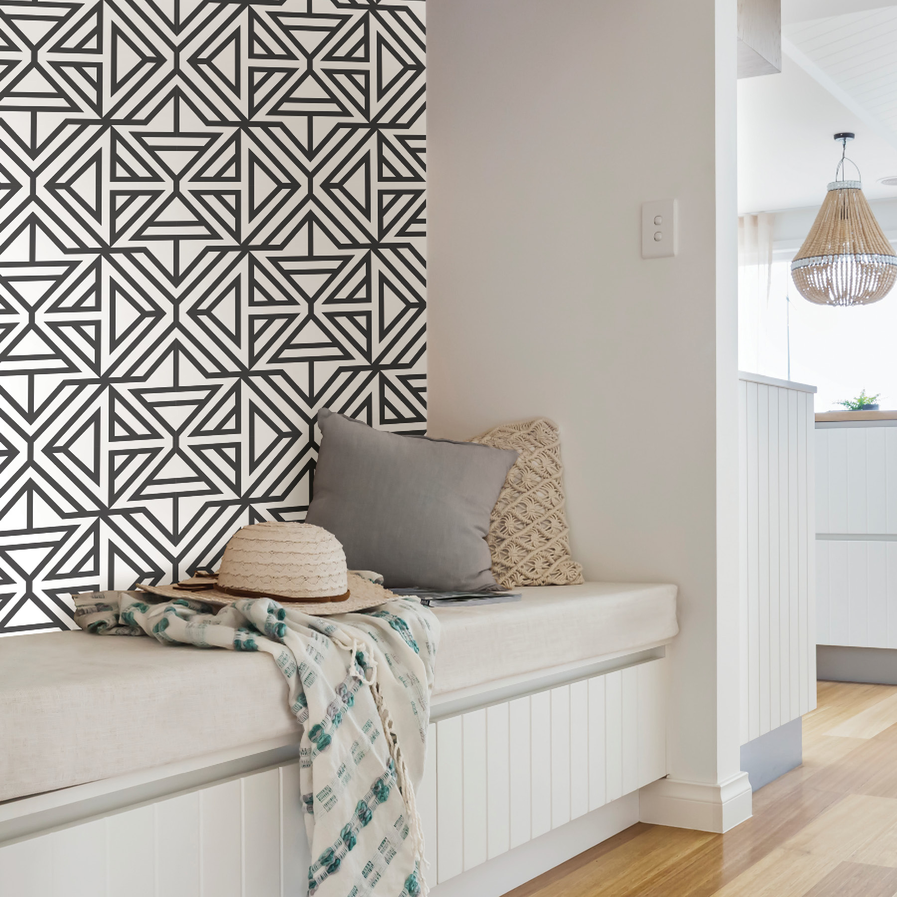 NuWallpaper Black Linear Vinyl Peel And Stick Wallpaper, 216-in by 20.5-in, 30.75 sq. ft.