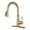 Brushed Gold, variant on WOWOW Kitchen sink faucet, Brushed Nickel Kitchen faucet with pull-down sprayer, 360-degree rotating nozzle 3 spray modes pull-down faucet stainless steel