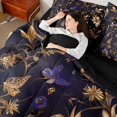 thumbnail image 4 of Feelyou Fashion Gold Leaf Bedding Comforter Set 7pcs, Mystic Romantic Butterfly Queen Bedding Sets, Retro Flower Reversible Queen Sheet Sets, Microfiber Bedroom Decor, 4 of 8