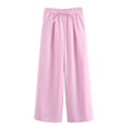 thumbnail image 5 of HH TRAF Pantalones largos sueltos para mujer, moda para mujer, pantalones casuales elegantes de color sólido con cordón, bolsillos laterales, pliegues, decoración, pantalones ajustados de pierna ancha, 5 of 5