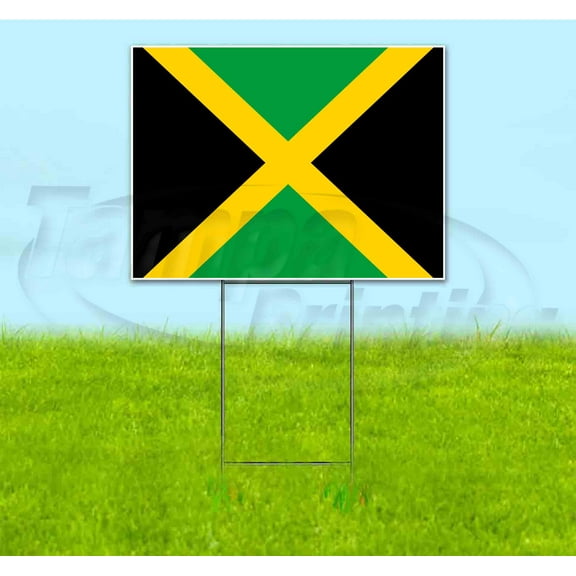 Jamaica Flag (18" x 24") Yard Sign, Includes Metal Step Stake