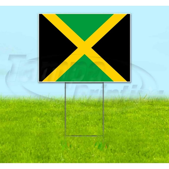 Jamaica Flag (18" x 24") Yard Sign, Includes Metal Step Stake