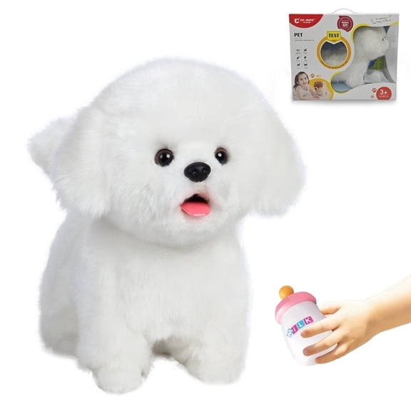 CU-MATE 12" Electric Plush Maltese Dog Toys, Electronic Stuffed Animal Dog Toy, Interactive Wuffy Robot Puppy, Walking, Talking, Barking & Wagging Tail, Gifts for Boys and Girls