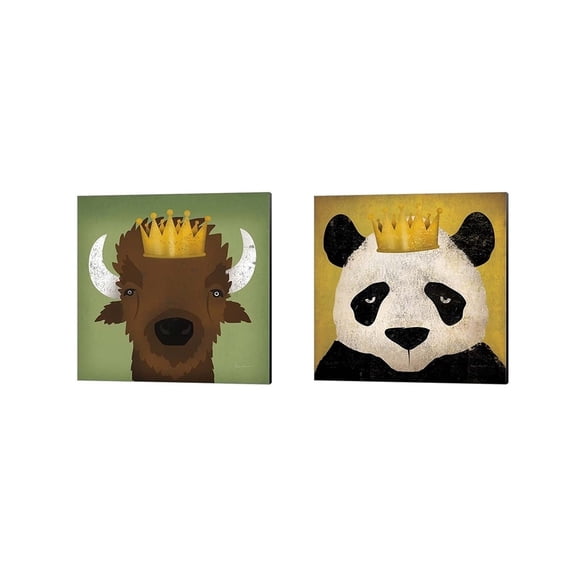 Metaverse Ryan Fowler 'Buffalo &  Panda with Crown' Canvas Art (Set of 2)