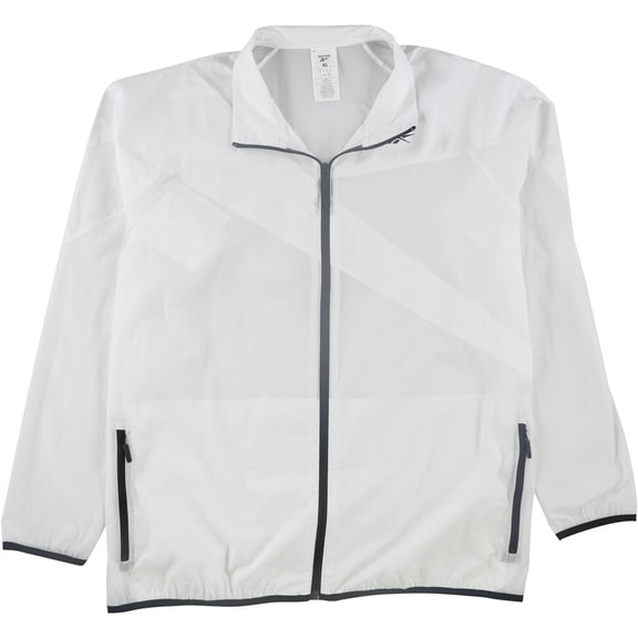 Reebok Mens Zip Track Jacket, White, Medium
