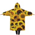 thumbnail image 2 of Oversized Wearable Blanket Hoodie,Green Leaf Sunflower Pattern Sherpa Blanket Hoodie with Super Pockets,Super Warm Fuzzy Pullover for Women & Men, 2 of 6