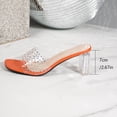 thumbnail image 5 of Chunky Heels for Women Clear Block Heels Sandals Square Toe Open Toe Transparent Strap Comfortable Dress Shoes Slip on Mules Orange 9(42), 5 of 9