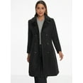thumbnail image 4 of DARING DIVA Women's Faux Fur Collar Double Breasted Long Warm Coats Black L, 4 of 6