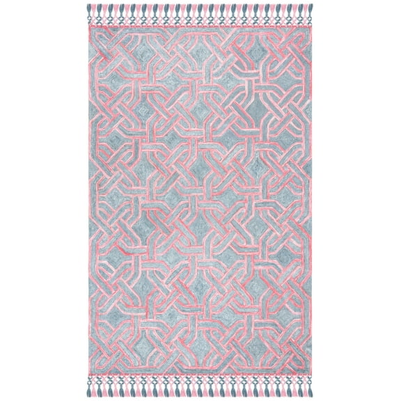 SAFAVIEH Sahara Horgan Geometric Trellis Area Rug, Pink/Grey, 5' x 8'