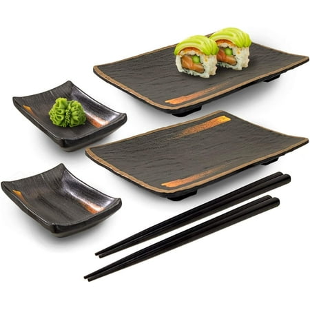 

Style 6 Piece Perfect Sushi Set For Two Melamine Sushi Plates Sauce Dish And Chopsticks Dinnerware Set Brush