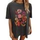 thumbnail image 4 of Faldas Cortas para Mujeres, Impresión de Flores Casual Oversized Camiseta de Manga Corta Top Hecho de 95% Poliéster 5% Spandex para Primavera Verano, Falda Corta de Verano, 4 of 7