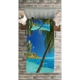 thumbnail image 3 of Ambesonne Tropical Quilted Bedspread Set 2 Pcs, Palm Trees Sea Beach, Twin Size, Turquoise Blue, 3 of 3
