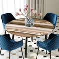 thumbnail image 5 of Elastic Fitted Round Tablecloth, Brown Stripes Waterproof Stretch Table Cover for 36"-44" Tables, Country Watercolors Gradient Texture Washable Outdoor Tablecloths for Patio, Picnic, Camping, 5 of 9