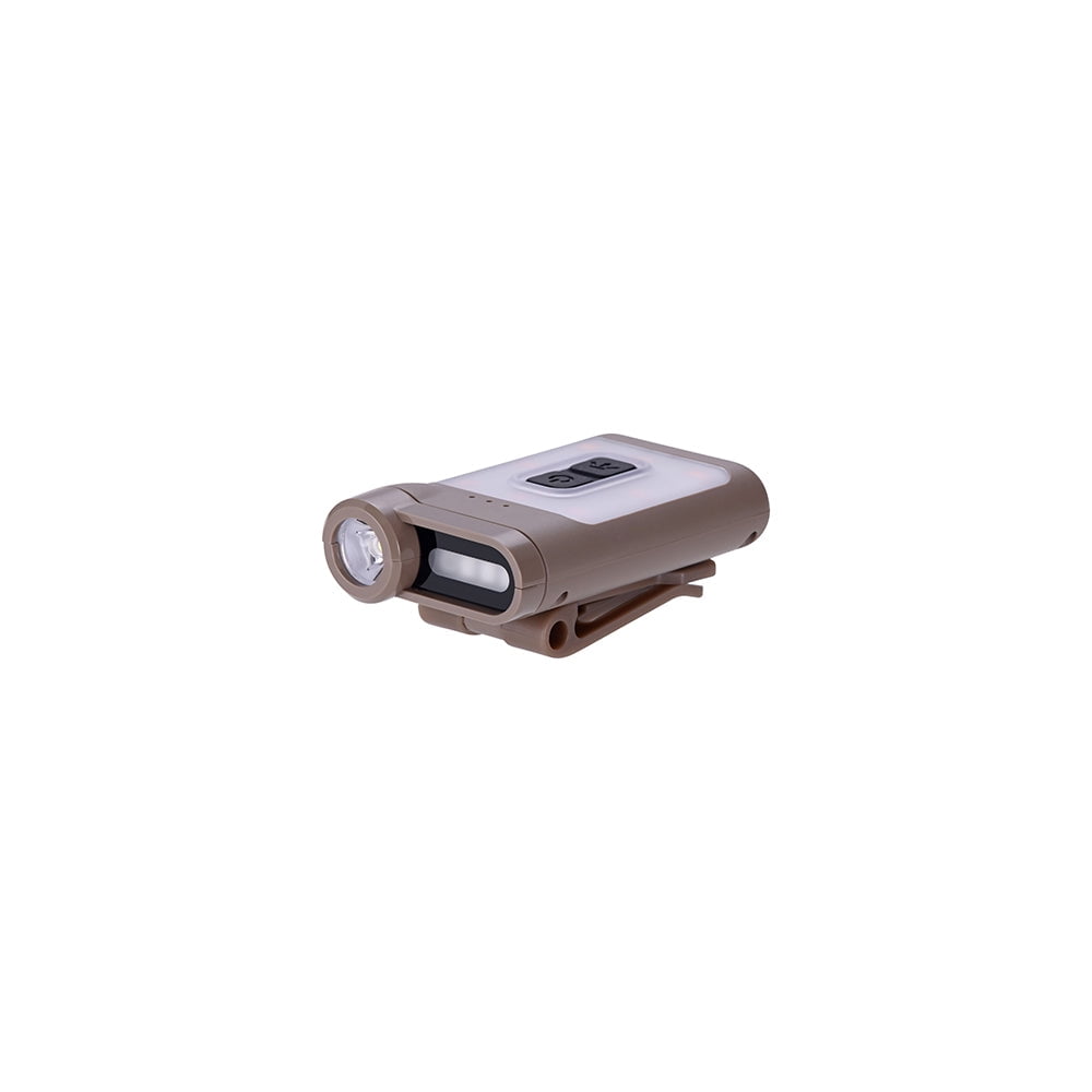 Claymore Capon 65A+ (Tan) - LED Rechargeable Clip-On Cap Headlamp, Lightweight Hat Light for Camping, Running, Hiking, Emergency & Industrial Use, Waterproof, USB-C, Up to 19 Hours of Battery Life.