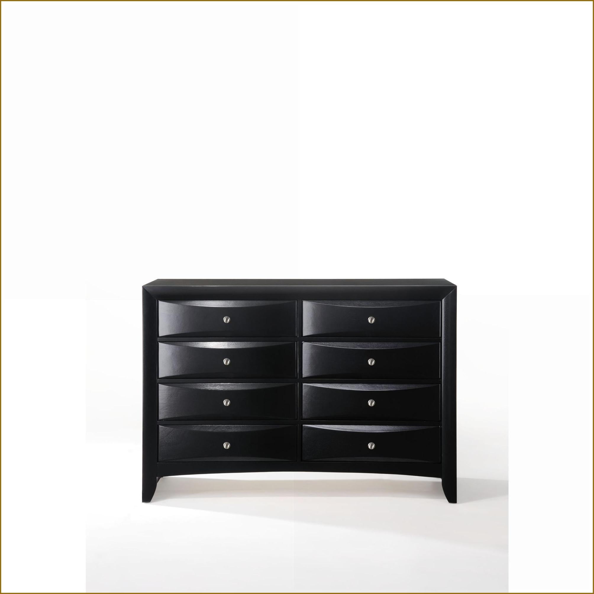 Dressers, Modern Black Finish 8-Drawer Dresser | No Assembly | Black | Synthetic Wood