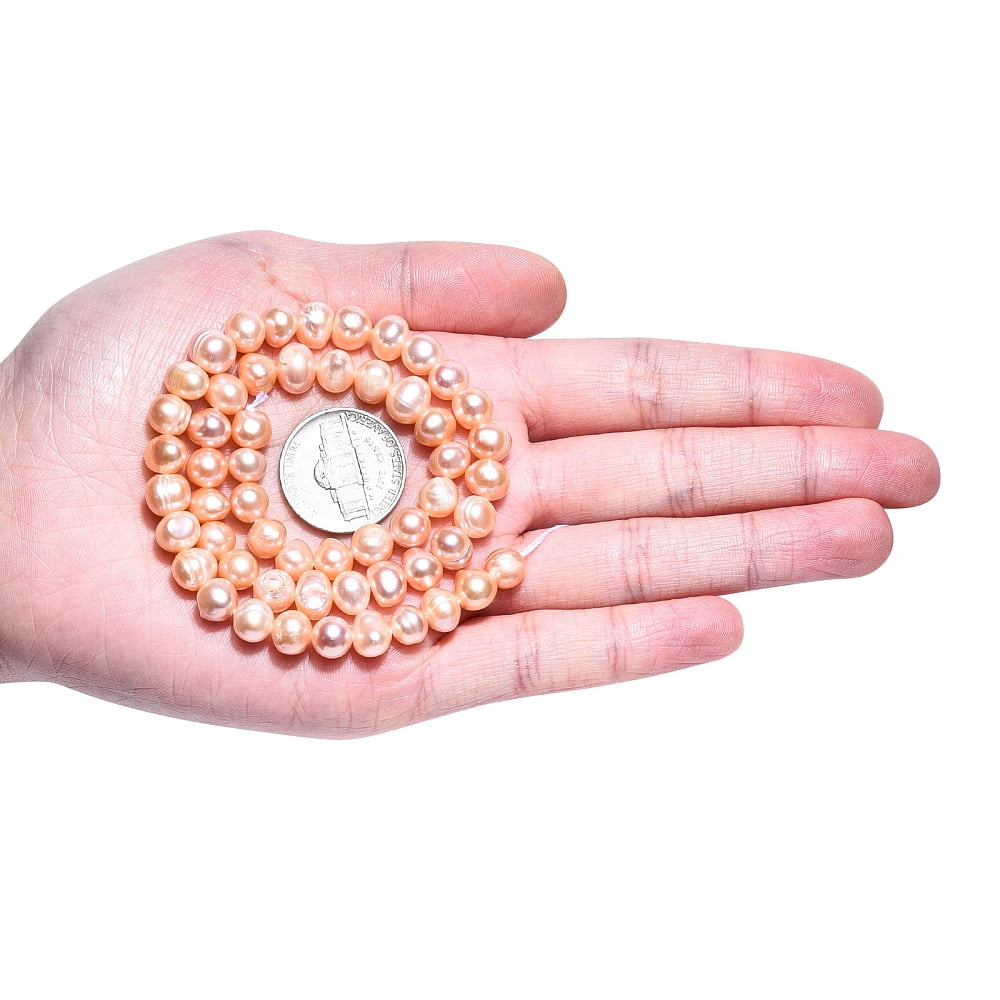 Natural Cultured Freshwater Pearl Beads Strands Potato PeachPuff 6.5~9x6~7.5mm Hole: 0.6mm 53~55pcs/strand 13.78~14.17 inch(35~36cm)
