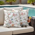 thumbnail image 4 of Pink Green Botanical Outdoor Waterproof Pillow Covers, Summer Watercolor Branch Flower Decorative Square Throw Pillowcase Sofa Cushion Sham for Patio/Couch/Chair, 20"x20" 2 Pack, 4 of 8