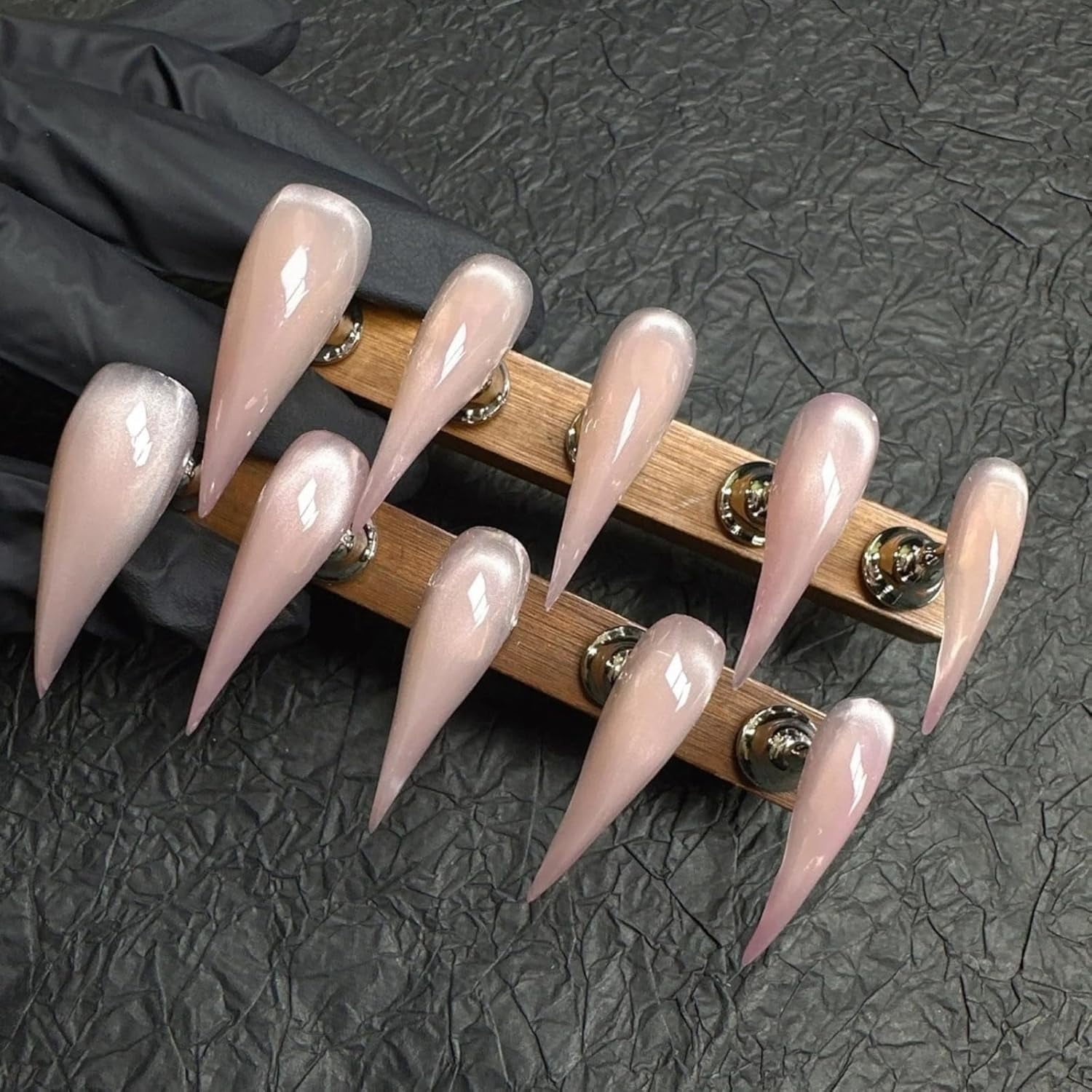 Cat Claw Press on Nails Handmade Stiletto Long Pink Cat Eye Reusable Cute Thick Acrylic Press on Nails Cat Dragon Claw False Nail Glossy Glue on Nail