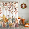 thumbnail image 2 of Thanksgiving Harvest Shower Curtains for Bathroom, Fruit Pumpkin Fall Leaves Farmhouse Waterproof Fabric Shower Curtain for Bathroom Bathtub Decoration, Machine Washable, 72"x72", 2 of 9