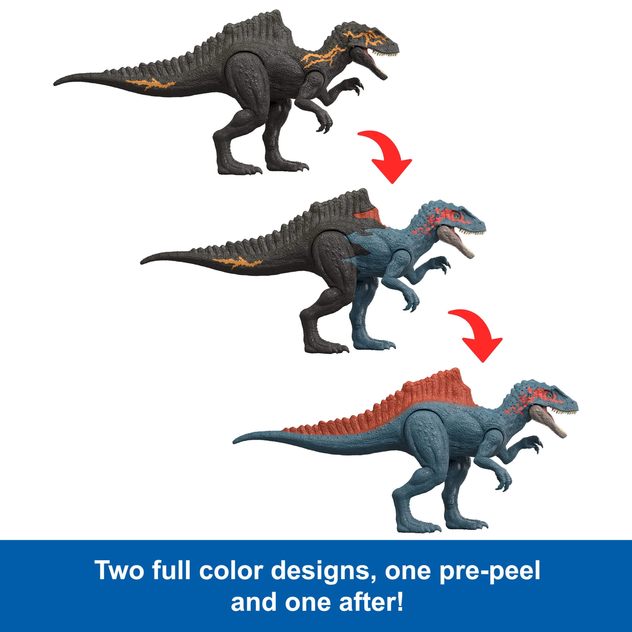 Jurassic World Dino Reveal Deluxe Concavenator Action Figure, Peel Off Color Change Toy