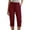 B Red, variant on Womens Linen Cropped Pants Slim Leg Drawstring Elastic Waist Capri with Pockets Summer Casual Beach Pants,Sizes S-3XL