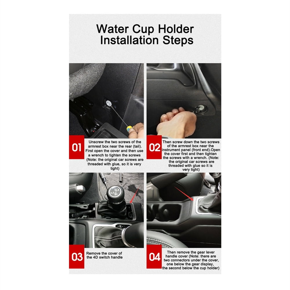 Car Rear Seat Water Cup Holder Car Accessories Black for Jeep Wrangler JL 2018+