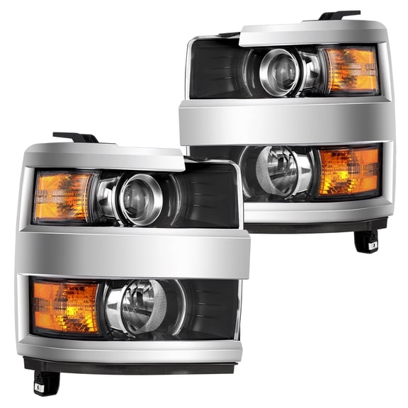 For 2015-2019 Chevy Silverado 2500HD 3500 HD Chrome Headlight Headlamps15-19