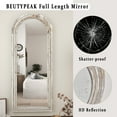 thumbnail image 5 of BEAUTYPEAK 64"x21" Arched Full Length Mirror with Stand Solid Wooden Framed Floor Mirror Full Body Mirror,Retro White, 5 of 8