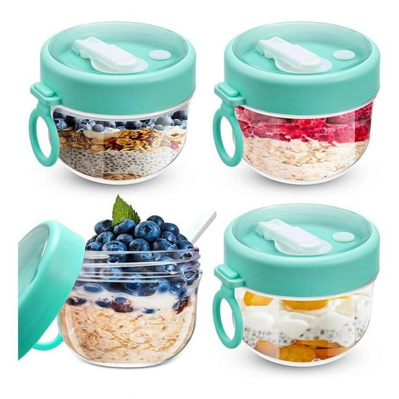 4 Pcs Overnight Oats Container with Lids and Spoons,20Oz Jars Airtight Yogurt for Milk, Fruit