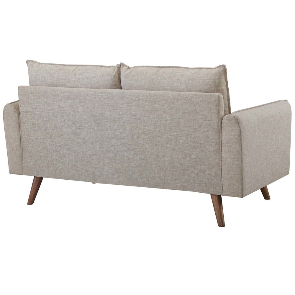 Modway Revive Modern Fabric Upholstered Loveseat in Walnut/Beige