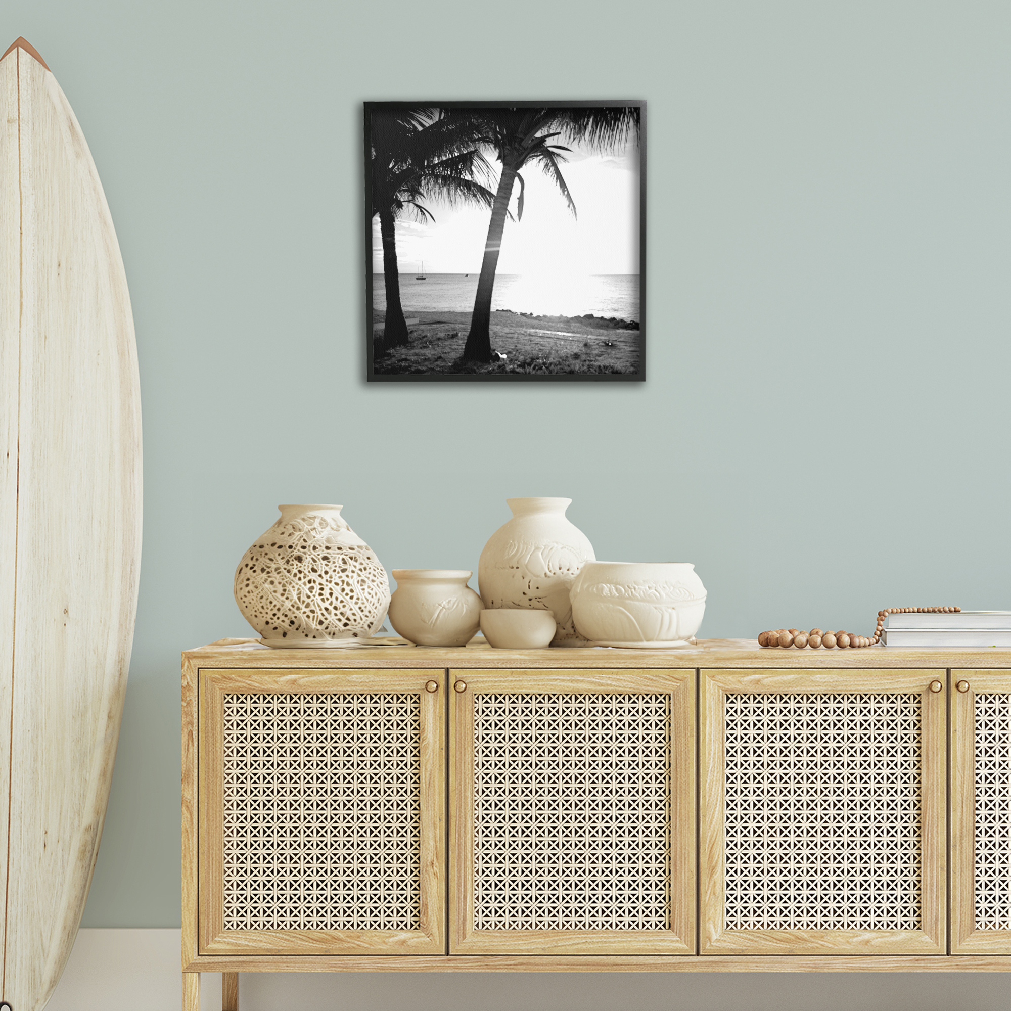 Stupell Industries Palm Tree Silhouettes Coastal Photography Black Framed Art Print Wall Art, 24 x 24