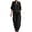 Black, variant on Women's Two Piece Set, Loose Fit Short Sleeve Top and Elastic Waist Wide Leg Pants, Matching Linen Blend Loungewear Set, Casual Outfits for Women, Vacation and Beach Cover Up-Black