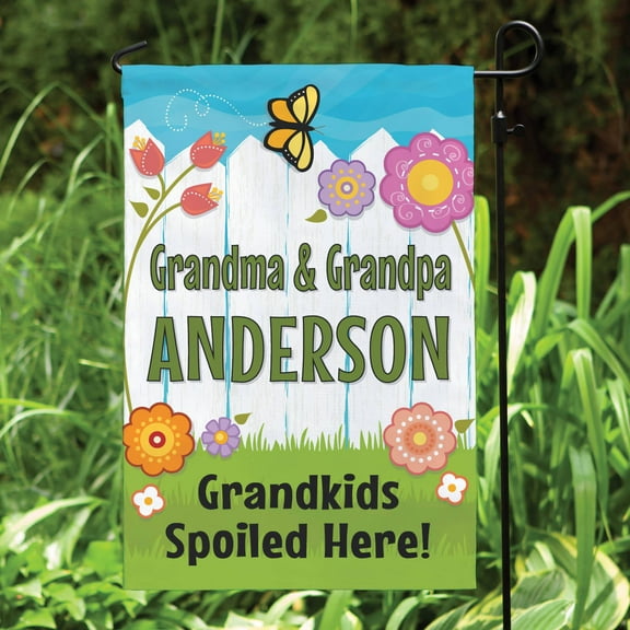 Personalized Grandkids Spoiled Here Yard Flag