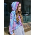 thumbnail image 4 of Oudiya Hoodies for Teen Girls Twist Front Tie Dye Hooded Sweatshirt Casual Long Sleeve Tops Clothes for 5-13 Years, 4 of 6