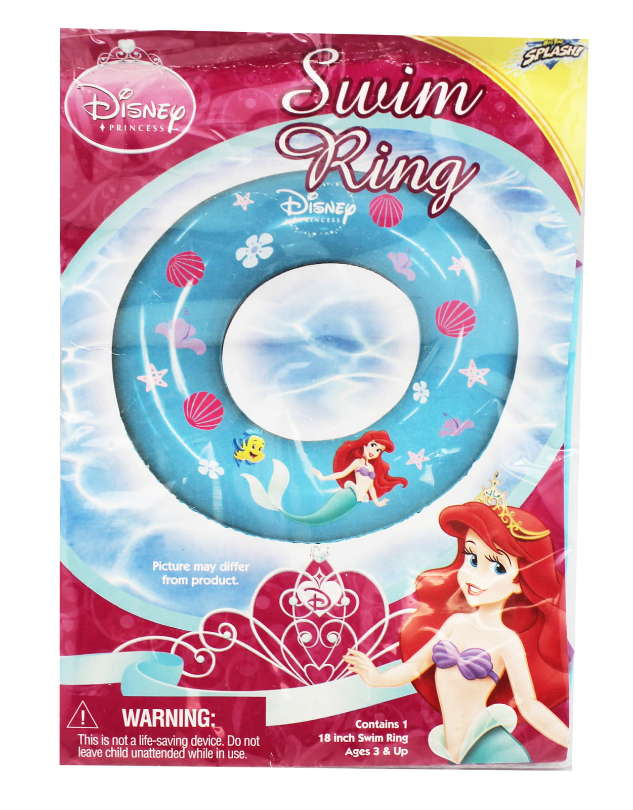 Brand New Disney Princess Inflatable Swim Pool Ring 17.5" w/ Repair Kit 