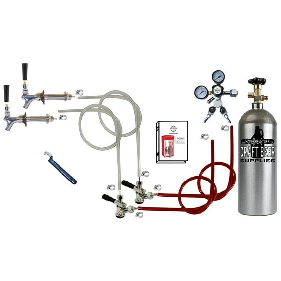 Homebrewstuff 2 Tap Kegerator Conversion Kit Door Mount Homebrew Draft Beer Co2 Tank Reg