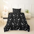 thumbnail image 2 of Homewish Vintage Gothic Skull Twin Duvet Cover for Kids, Halloween Palm Moon Star Twin Bedding, Black Reversible, 2 Pieces, 1 Duvet Cover and 1 Pillowcase, 2 of 6