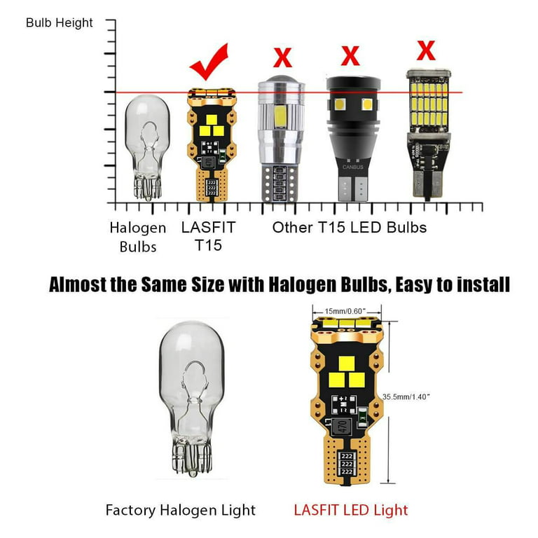 Lasfit 921 912 LED Bulbs, W16W 2835 LED Reverse Light Backup Light