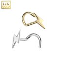 thumbnail image 4 of Nose Screw Rings With Lightning Bolt Top 14K solid gold 20G fit nose piercings, 4 of 5
