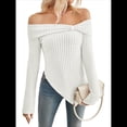 thumbnail image 3 of Suéter de Punto con Hombros Descubiertos y Lazo para Mujer, Blusa con Abertura Lateral, Ropa Estética Y2K de Moda L, 3 of 10