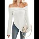 thumbnail image 3 of Suéter de Punto con Hombros Descubiertos y Lazo para Mujer, Blusa con Abertura Lateral, Ropa Estética Y2K de Moda XL, 3 of 10